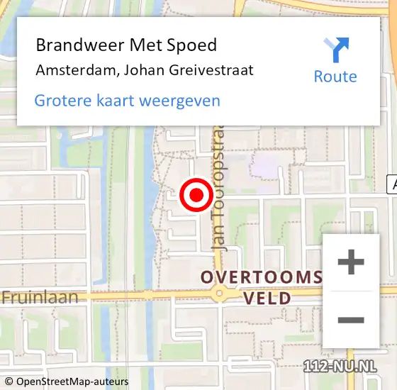 Locatie op kaart van de 112 melding: Brandweer Met Spoed Naar Amsterdam, Johan Greivestraat op 14 september 2018 20:43