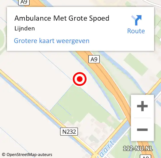 Locatie op kaart van de 112 melding: Ambulance Met Grote Spoed Naar Lijnden op 14 september 2018 20:46