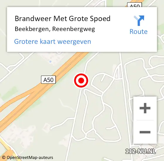 Locatie op kaart van de 112 melding: Brandweer Met Grote Spoed Naar Beekbergen, Reeenbergweg op 14 september 2018 21:07