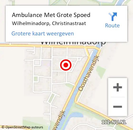 Locatie op kaart van de 112 melding: Ambulance Met Grote Spoed Naar Wilhelminadorp, Christinastraat op 14 september 2018 21:33