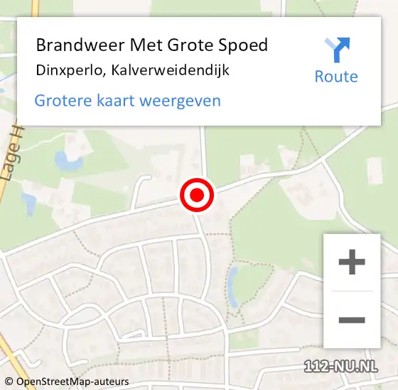 Locatie op kaart van de 112 melding: Brandweer Met Grote Spoed Naar Dinxperlo, Kalverweidendijk op 14 september 2018 21:35