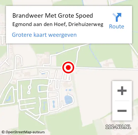 Locatie op kaart van de 112 melding: Brandweer Met Grote Spoed Naar Egmond aan den Hoef, Driehuizerweg op 14 september 2018 21:52