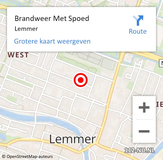 Locatie op kaart van de 112 melding: Brandweer Met Spoed Naar Lemmer op 14 september 2018 22:44