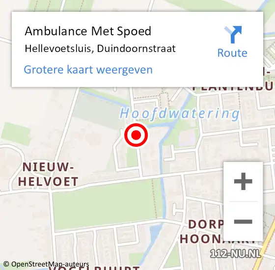Locatie op kaart van de 112 melding: Ambulance Met Spoed Naar Hellevoetsluis, Duindoornstraat op 15 september 2018 00:23