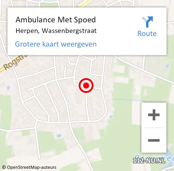 Locatie op kaart van de 112 melding: Ambulance Met Spoed Naar Herpen, Wassenbergstraat op 15 september 2018 00:54