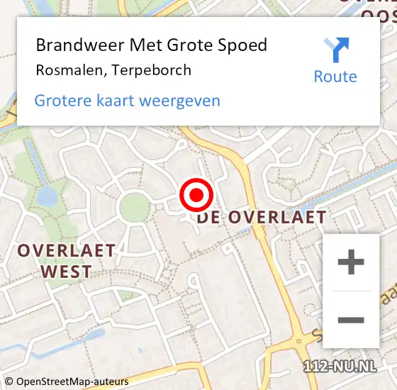 Locatie op kaart van de 112 melding: Brandweer Met Grote Spoed Naar Rosmalen, Terpeborch op 15 september 2018 01:08