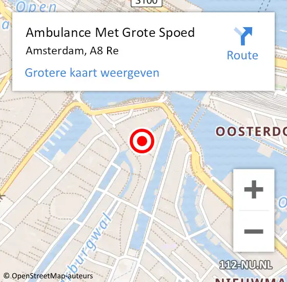Locatie op kaart van de 112 melding: Ambulance Met Grote Spoed Naar Amsterdam, A2 Re op 15 september 2018 02:34