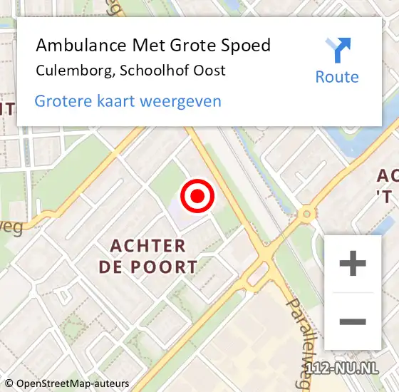 Locatie op kaart van de 112 melding: Ambulance Met Grote Spoed Naar Culemborg, Schoolhof Oost op 15 september 2018 04:14