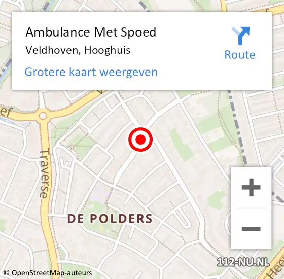 Locatie op kaart van de 112 melding: Ambulance Met Spoed Naar Veldhoven, Hooghuis op 15 september 2018 04:25