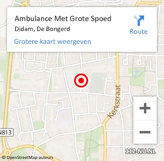 Locatie op kaart van de 112 melding: Ambulance Met Grote Spoed Naar Didam, De Bongerd op 15 september 2018 07:11