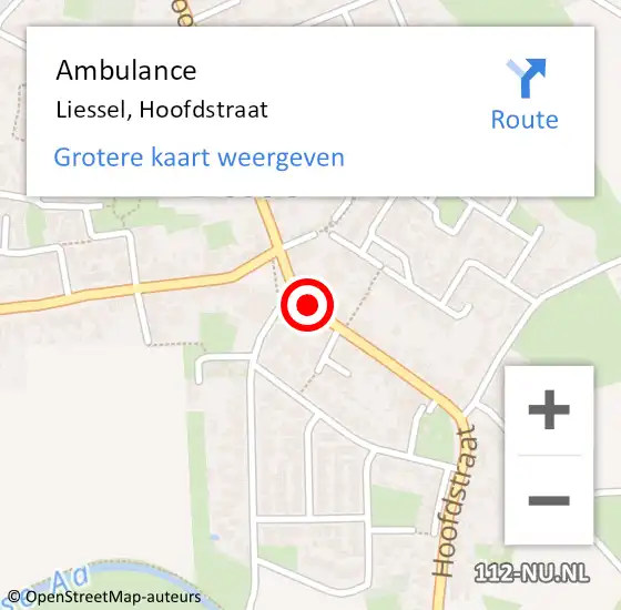 Locatie op kaart van de 112 melding: Ambulance Liessel, Hoofdstraat op 15 september 2018 08:30