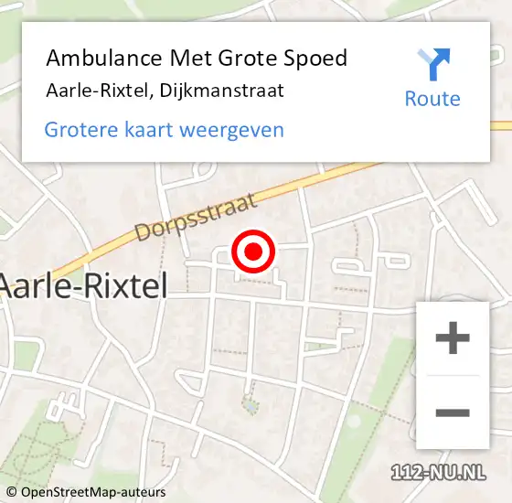 Locatie op kaart van de 112 melding: Ambulance Met Grote Spoed Naar Aarle-Rixtel, Dijkmanstraat op 15 september 2018 08:41