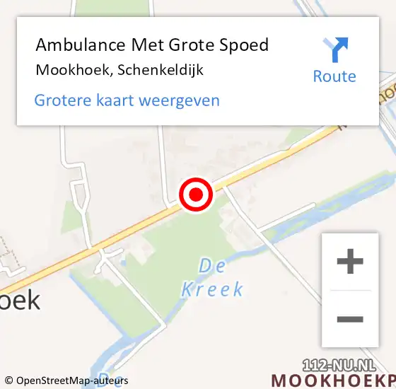 Locatie op kaart van de 112 melding: Ambulance Met Grote Spoed Naar Mookhoek, Schenkeldijk op 15 september 2018 09:14