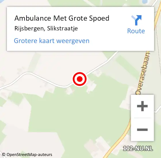 Locatie op kaart van de 112 melding: Ambulance Met Grote Spoed Naar Rijsbergen, Slikstraatje op 15 september 2018 09:40