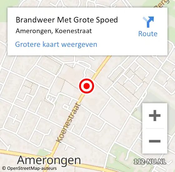 Locatie op kaart van de 112 melding: Brandweer Met Grote Spoed Naar Amerongen, Koenestraat op 15 september 2018 10:09