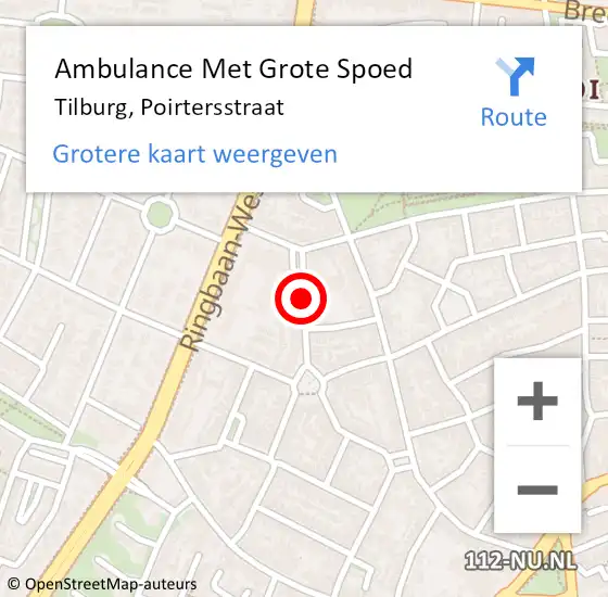 Locatie op kaart van de 112 melding: Ambulance Met Grote Spoed Naar Tilburg, Poirtersstraat op 15 september 2018 10:53