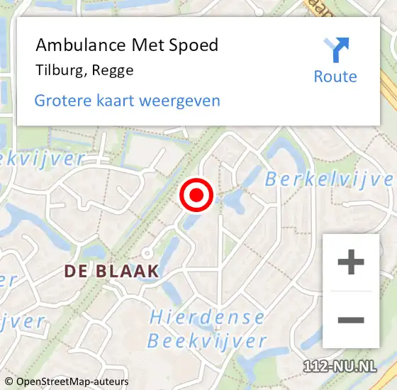 Locatie op kaart van de 112 melding: Ambulance Met Spoed Naar Tilburg, Regge op 15 september 2018 11:00