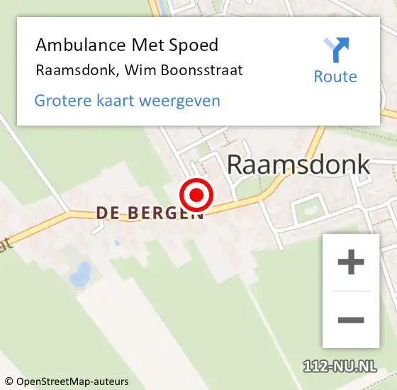 Locatie op kaart van de 112 melding: Ambulance Met Spoed Naar Raamsdonk, Wim Boonsstraat op 15 september 2018 11:06