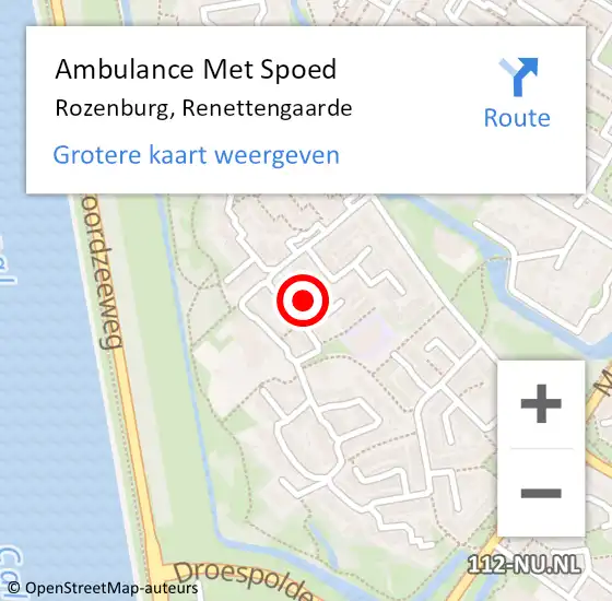 Locatie op kaart van de 112 melding: Ambulance Met Spoed Naar Rozenburg, Renettengaarde op 15 september 2018 11:34