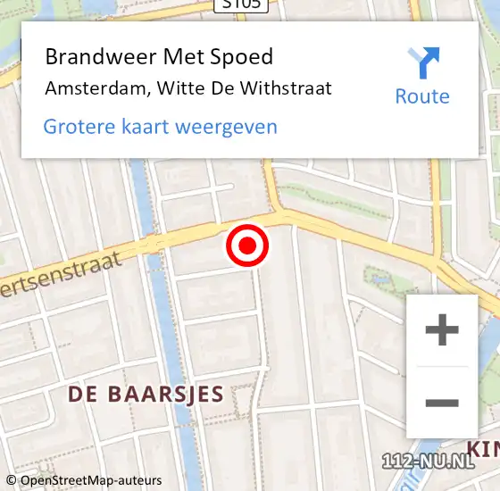 Locatie op kaart van de 112 melding: Brandweer Met Spoed Naar Amsterdam, Witte De Withstraat op 15 september 2018 11:35