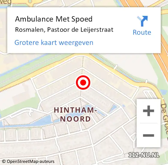 Locatie op kaart van de 112 melding: Ambulance Met Spoed Naar Rosmalen, Pastoor de Leijerstraat op 15 september 2018 11:58