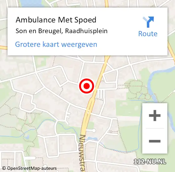 Locatie op kaart van de 112 melding: Ambulance Met Spoed Naar Son, Raadhuisplein op 15 september 2018 12:20