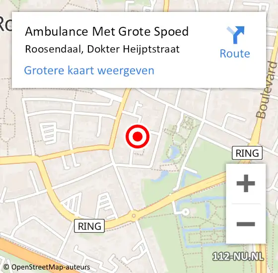 Locatie op kaart van de 112 melding: Ambulance Met Grote Spoed Naar Roosendaal, Dokter Heijptstraat op 15 september 2018 12:34