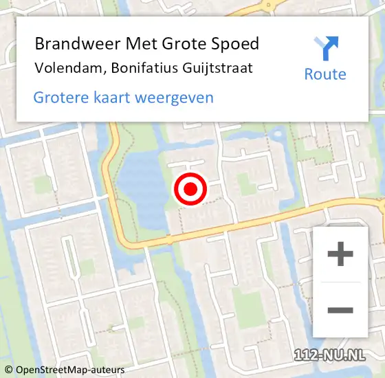 Locatie op kaart van de 112 melding: Brandweer Met Grote Spoed Naar Volendam, Bonifatius Guijtstraat op 15 september 2018 13:16