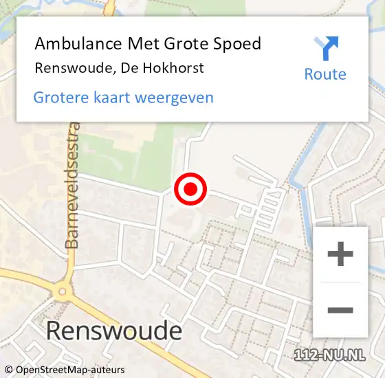 Locatie op kaart van de 112 melding: Ambulance Met Grote Spoed Naar Renswoude, De Hokhorst op 15 september 2018 14:04