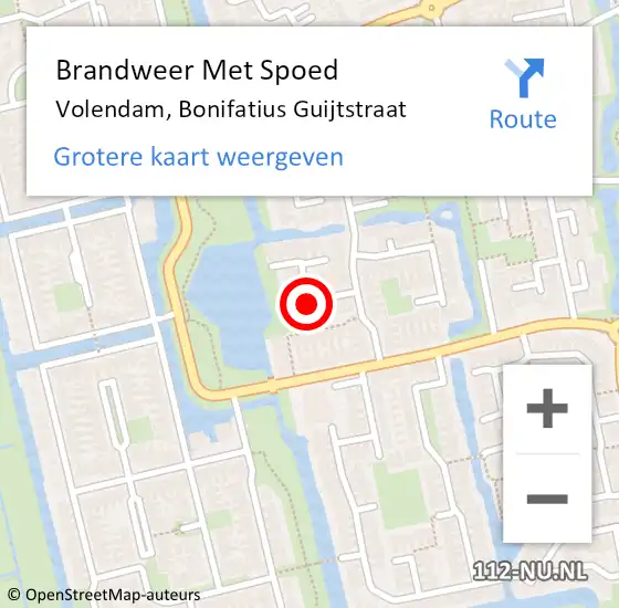 Locatie op kaart van de 112 melding: Brandweer Met Spoed Naar Volendam, Bonifatius Guijtstraat op 15 september 2018 14:08