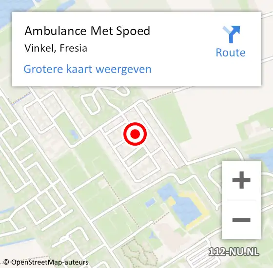 Locatie op kaart van de 112 melding: Ambulance Met Spoed Naar Vinkel, Fresia op 15 september 2018 14:49