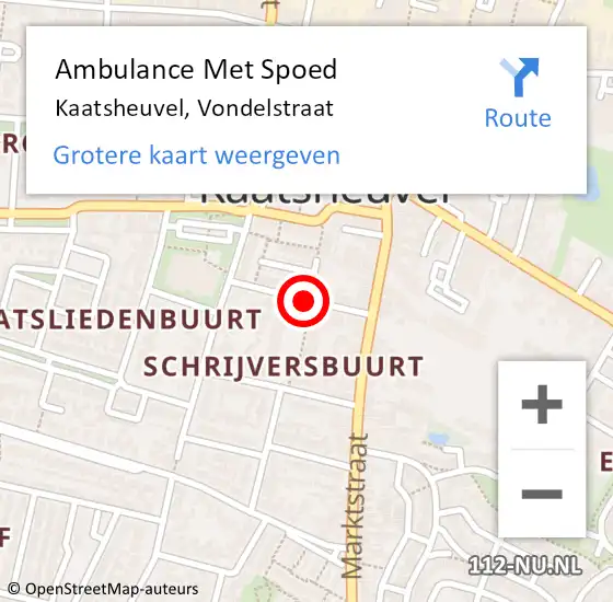Locatie op kaart van de 112 melding: Ambulance Met Spoed Naar Kaatsheuvel, Vondelstraat op 15 september 2018 15:29