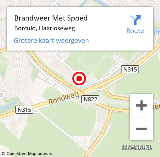 Locatie op kaart van de 112 melding: Brandweer Met Spoed Naar Borculo, Haarloseweg op 15 september 2018 16:46