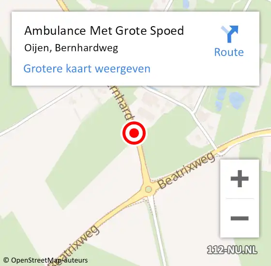 Locatie op kaart van de 112 melding: Ambulance Met Grote Spoed Naar Oijen, Bernhardweg op 15 september 2018 17:23