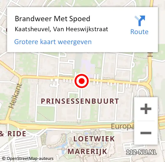 Locatie op kaart van de 112 melding: Brandweer Met Spoed Naar Kaatsheuvel, Van Heeswijkstraat op 15 september 2018 18:33