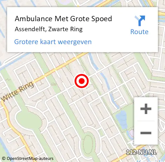 Locatie op kaart van de 112 melding: Ambulance Met Grote Spoed Naar Assendelft, Zwarte Ring op 15 september 2018 18:35