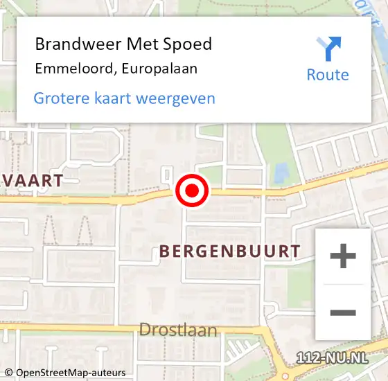 Locatie op kaart van de 112 melding: Brandweer Met Spoed Naar Emmeloord, Europalaan op 15 september 2018 19:43