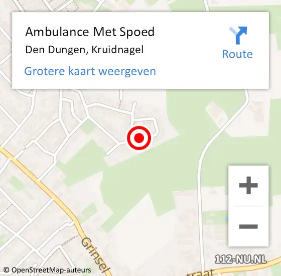 Locatie op kaart van de 112 melding: Ambulance Met Spoed Naar Den Dungen, Kruidnagel op 15 september 2018 20:54