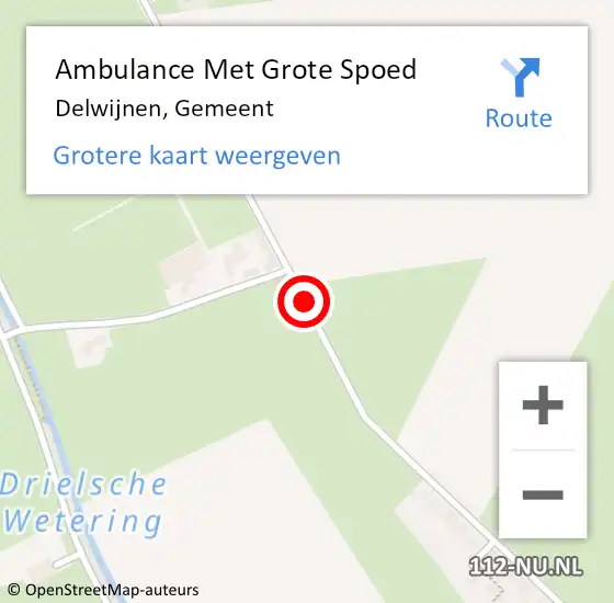 Locatie op kaart van de 112 melding: Ambulance Met Grote Spoed Naar Delwijnen, Gemeent op 15 september 2018 21:17