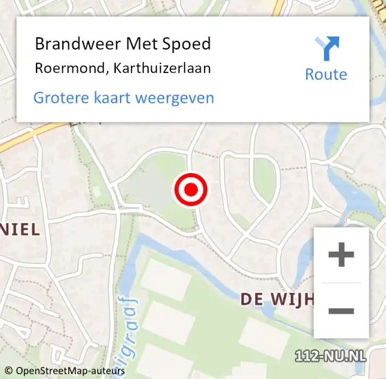 Locatie op kaart van de 112 melding: Brandweer Met Spoed Naar Roermond, Karthuizerlaan op 15 september 2018 22:32