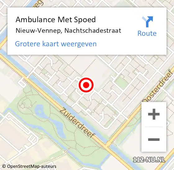 Locatie op kaart van de 112 melding: Ambulance Met Spoed Naar Nieuw-Vennep, Nachtschadestraat op 15 september 2018 22:40