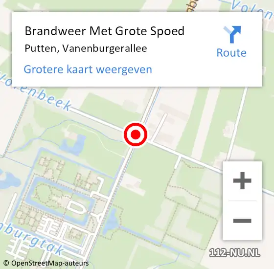 Locatie op kaart van de 112 melding: Brandweer Met Grote Spoed Naar Putten, Vanenburgerallee op 15 september 2018 22:56