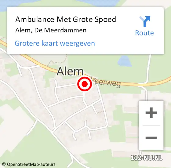 Locatie op kaart van de 112 melding: Ambulance Met Grote Spoed Naar Alem, De Meerdammen op 9 maart 2014 08:23