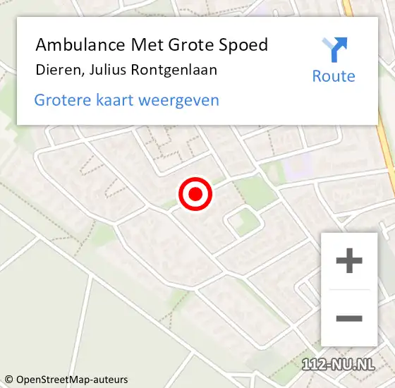 Locatie op kaart van de 112 melding: Ambulance Met Grote Spoed Naar Dieren, Julius Rontgenlaan op 15 september 2018 23:48