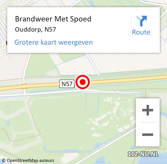 Locatie op kaart van de 112 melding: Brandweer Met Spoed Naar Ouddorp, N57 hectometerpaal: 31,8 op 15 september 2018 23:53