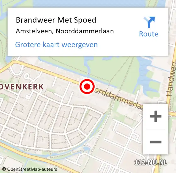 Locatie op kaart van de 112 melding: Brandweer Met Spoed Naar Amstelveen, Noorddammerlaan op 16 september 2018 01:59