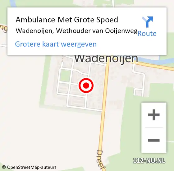 Locatie op kaart van de 112 melding: Ambulance Met Grote Spoed Naar Wadenoijen, Wethouder van Ooijenweg op 16 september 2018 03:49