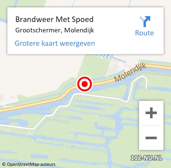 Locatie op kaart van de 112 melding: Brandweer Met Spoed Naar Grootschermer, Molendijk op 16 september 2018 07:29