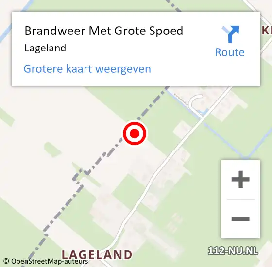 Locatie op kaart van de 112 melding: Brandweer Met Grote Spoed Naar Lageland op 16 september 2018 07:54