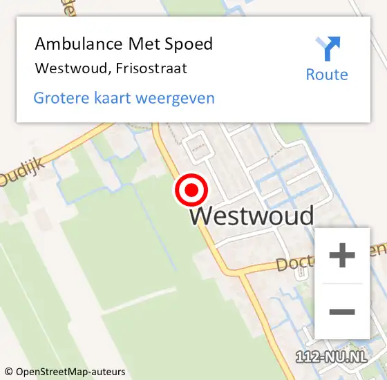 Locatie op kaart van de 112 melding: Ambulance Met Spoed Naar Westwoud, Frisostraat op 9 maart 2014 09:15